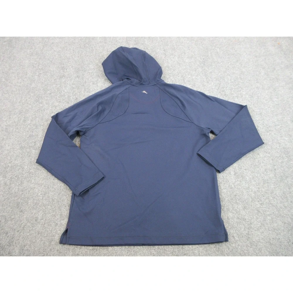 Tommy Bahama Hoodie Mens M Blue 1/4 Zip Pullover Lightweight Sweatshirt